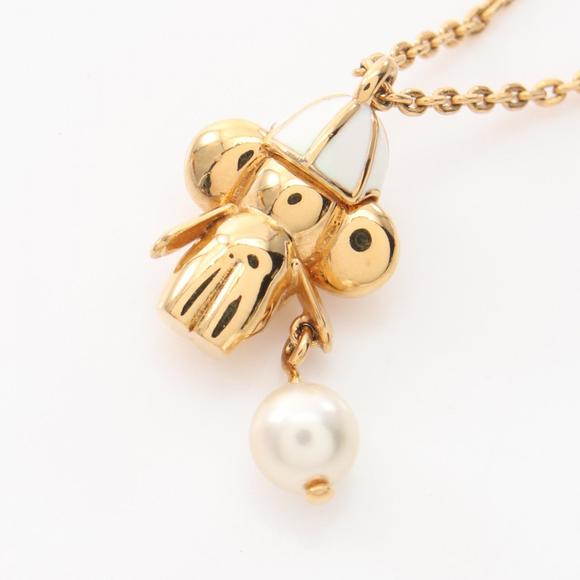 Louis Vuitton Vivienne Necklace Gold Plated Fake Pearl White - Picture 2 of 7